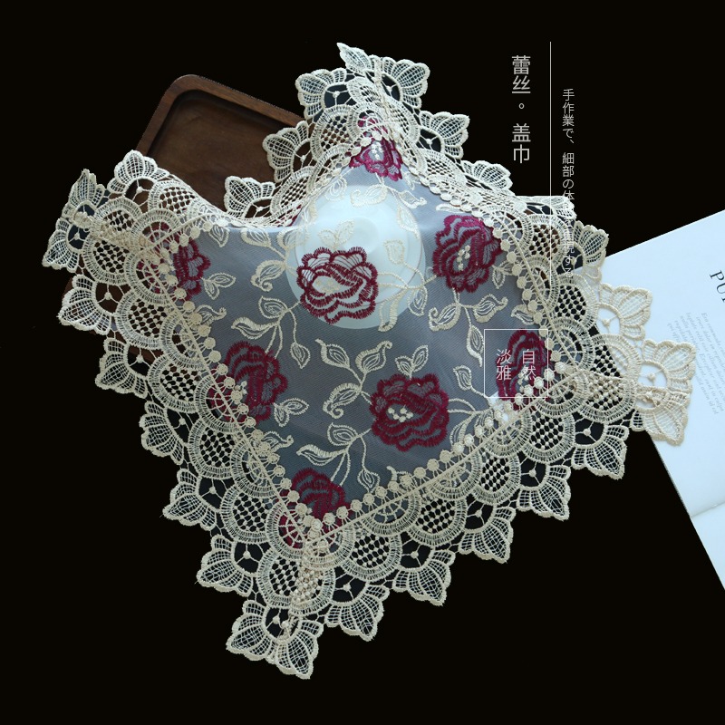 【清倉】唯米9971歐式田園紫紅玫瑰蕾絲多用蓋佈防塵布遮蓋巾-細節圖3