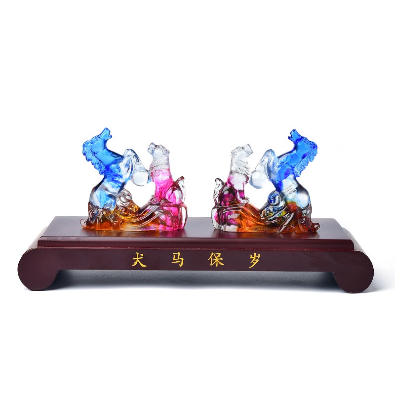 易開明居犬馬保歲屬虎生肖琉璃擺件年本命年家居客廳吉祥物-細節圖5