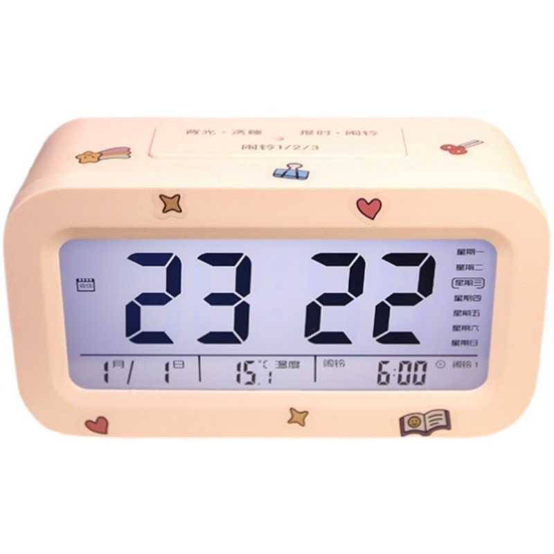 電子鬧鐘學生2022新款智能兒童女孩可愛宿舍專用起牀神器強力叫醒-細節圖5