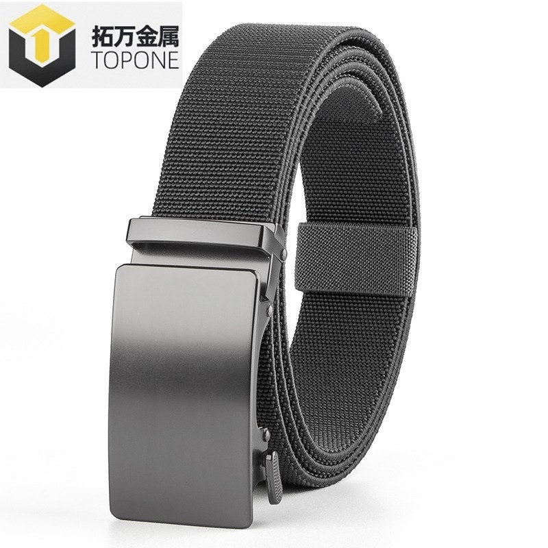新款亞馬遜新款啞槍光面自動扣彈力尼龍腰帶 商務高爾夫休閑潮流-細節圖3