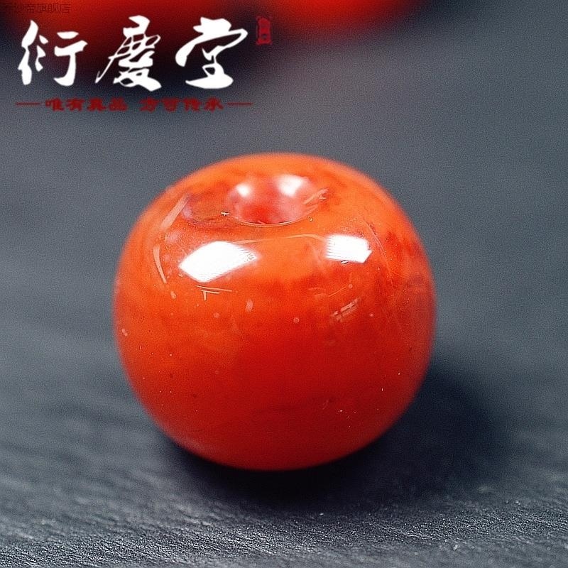 南紅瑪瑙蘋果珠 四川南紅單珠火焰柿子紅文玩配飾半成品配件9-細節圖3