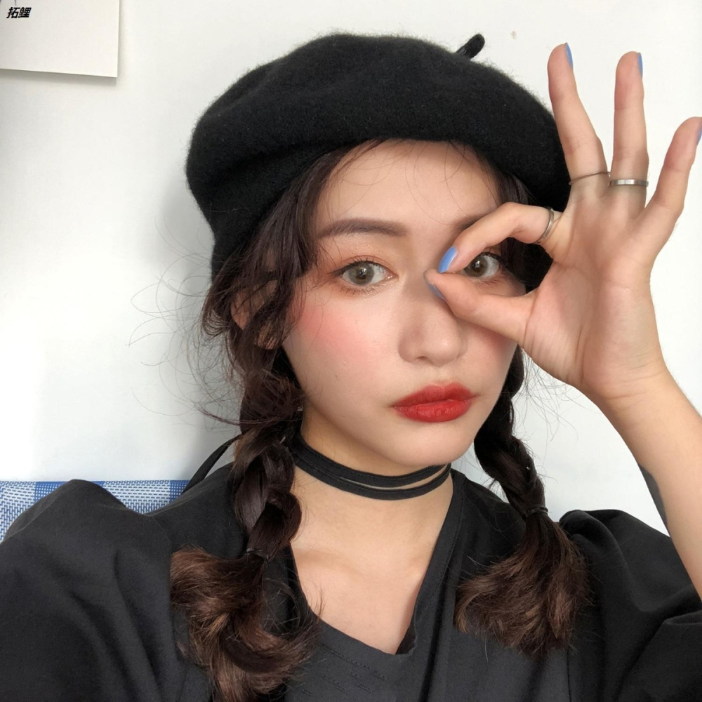 蝸牛爬爬家黑色復古羊毛貝雷帽女秋冬日系百搭冬季保暖毛呢帽女潮-細節圖3