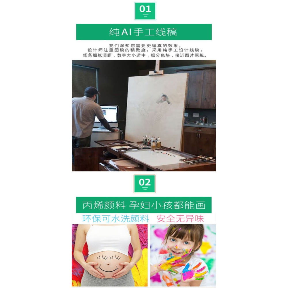 diy數字油畫30*40 客廳臥室風景新房裝飾畫情侶花卉學生手工填色-細節圖8