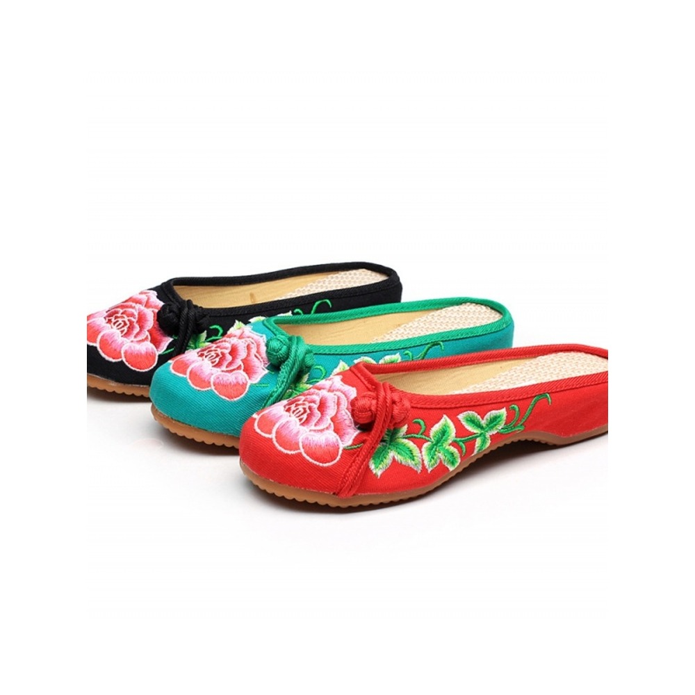 新款【】 低跟帆布刺繡花朵 布藝女士夏季涼 布 繡花2-細節圖5