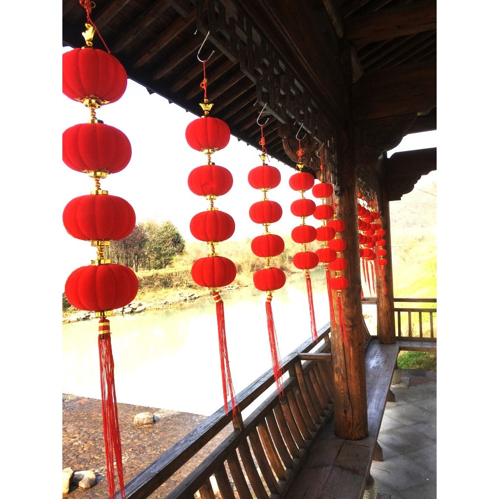 植絨小燈籠掛飾樹上室內結婚燈籠客廳場景佈置盆景掛件裝扮小燈籠-細節圖2