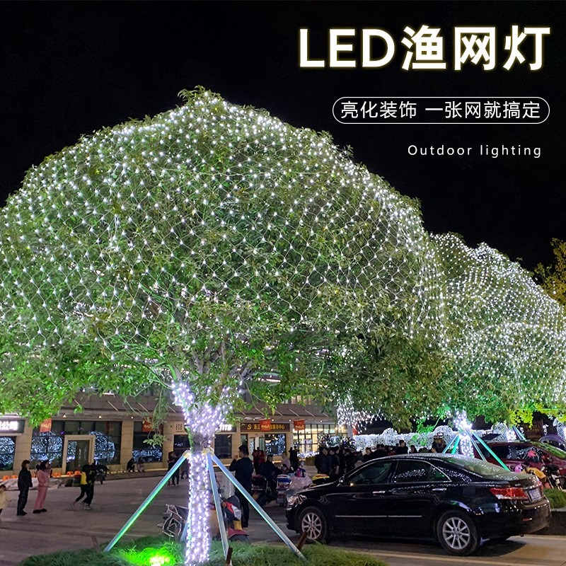 LED彩燈閃燈串燈滿天星網格燈戶外防水星星燈節日婚慶網紅裝飾燈-細節圖4