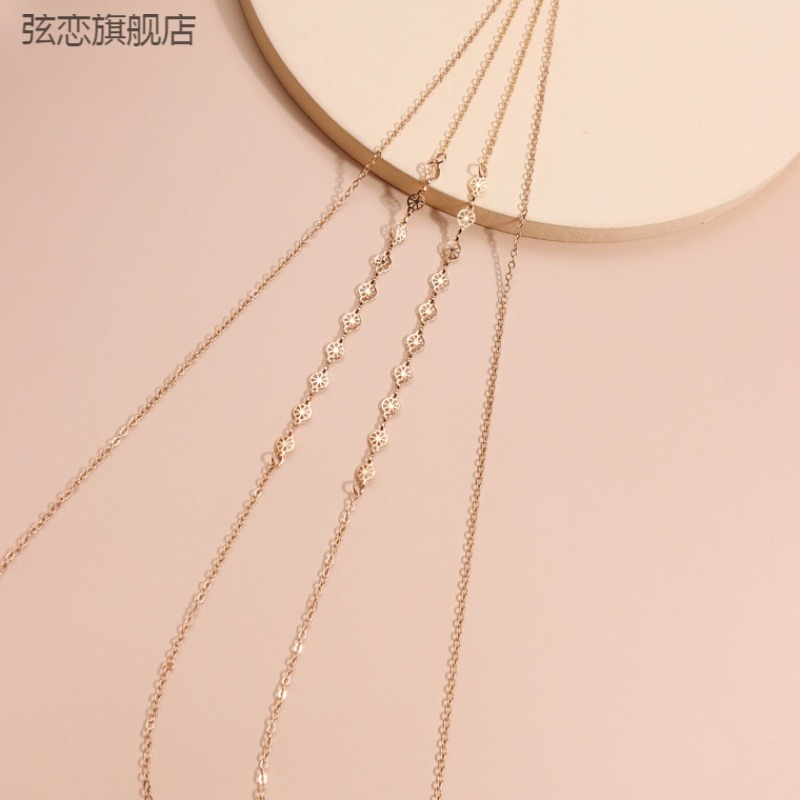 項鏈歐美珠寶項飾比基尼性感低腰鏈串珠雕花圓形層次身體鏈043-細節圖3