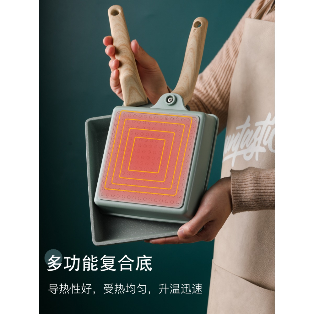 平底鍋不粘鍋家用煎蛋神器煎餅鍋牛排烙餅鍋日式玉子燒鍋電磁爐-細節圖3