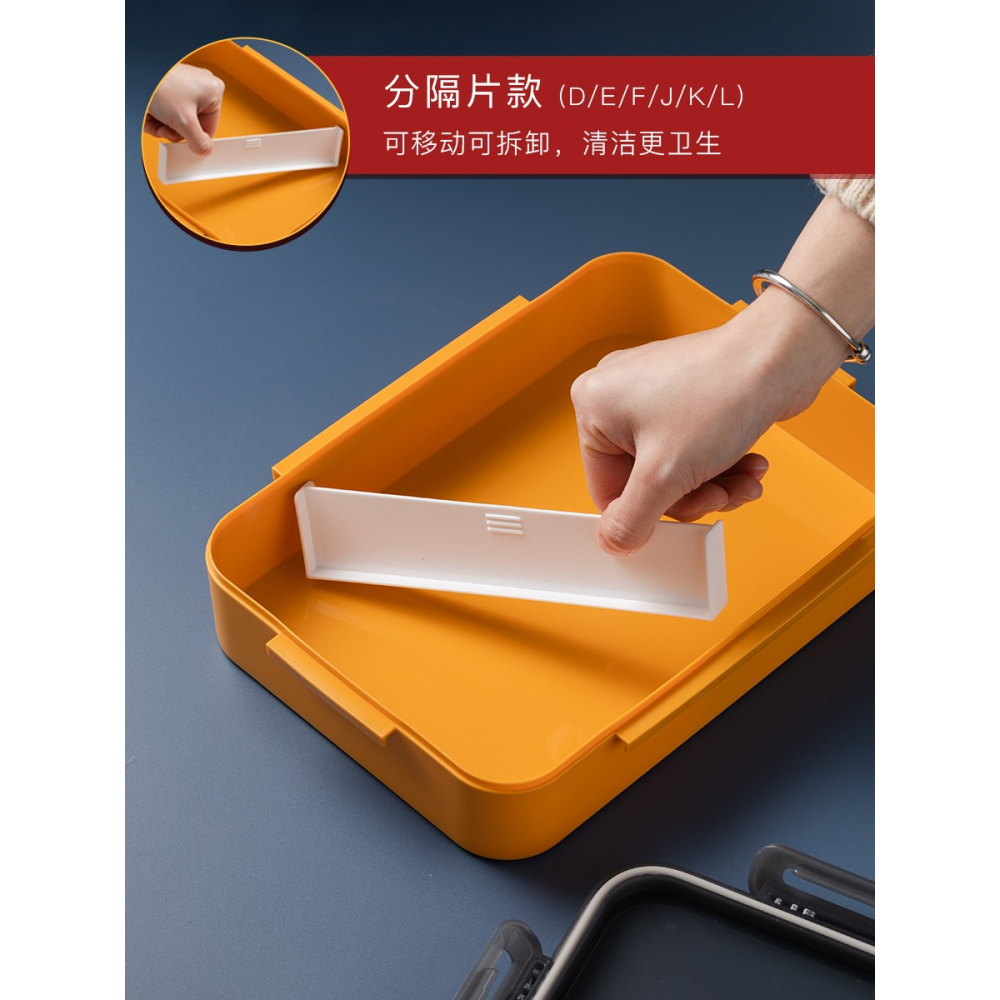 飯盒上班族食堂打飯小學生專用304不銹鋼材質加熱分隔型便當餐盒-細節圖3