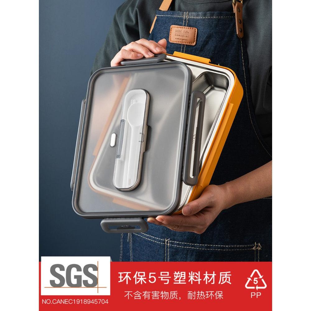 飯盒上班族食堂打飯小學生專用304不銹鋼材質加熱分隔型便當餐盒-細節圖5