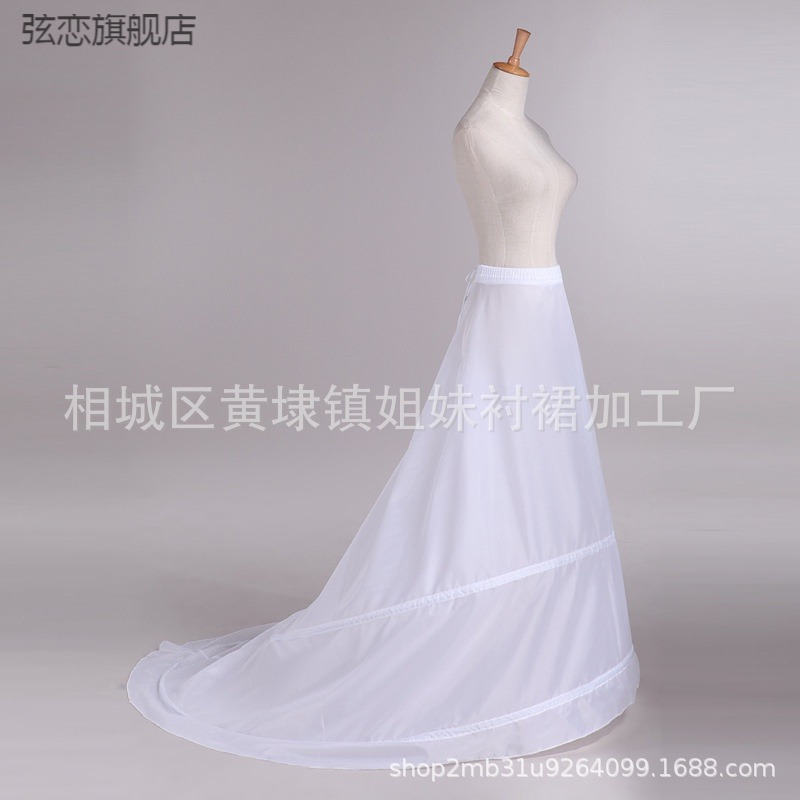 創意現貨兩鋼圈無紗拖尾裙撐新娘婚紗配飾拖尾加長襯裙-細節圖2