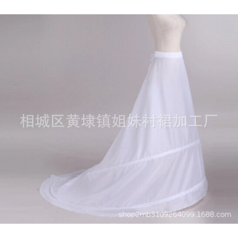創意現貨兩鋼圈無紗拖尾裙撐新娘婚紗配飾拖尾加長襯裙-細節圖3