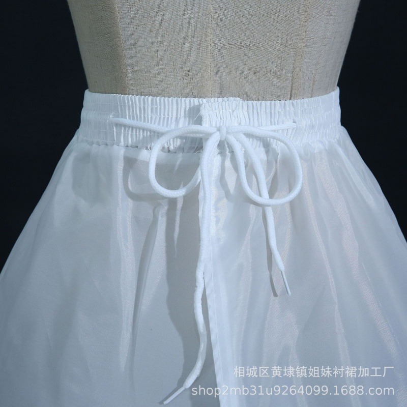 創意現貨兩鋼圈無紗拖尾裙撐新娘婚紗配飾拖尾加長襯裙-細節圖5