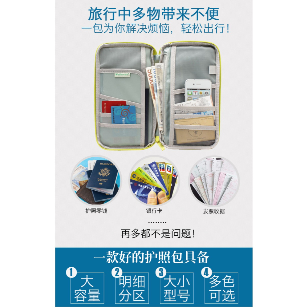 wellhouse護照包多功能證件袋機票夾旅遊錢包旅行護照包證件卡包-細節圖7