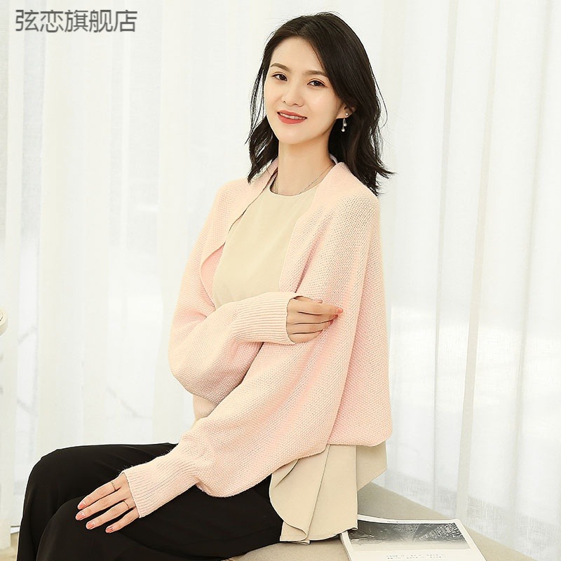 韓國針織打結空調房圍巾搭肩小披肩女春夏外搭護頸披肩圍脖小鬥-細節圖2