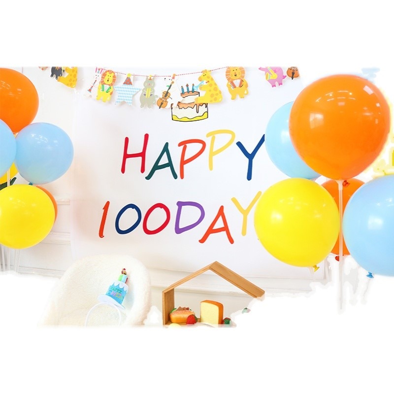 網紅寶寶百日宴雙滿月周歲背景墻拍照酒店100天生日裝飾氣球佈置-細節圖5