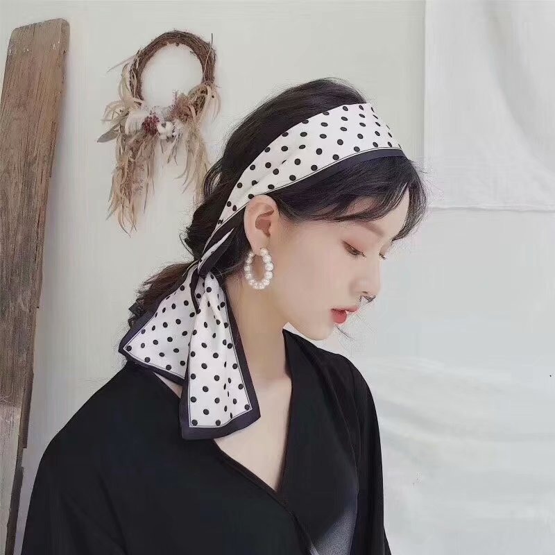 創意發帶絲巾女秋四季歐美長巾韓國絲巾飄帶包包絲巾綁發帶定製-細節圖3