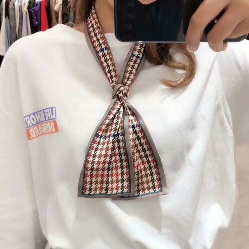 創意發帶絲巾女秋四季歐美長巾韓國絲巾飄帶包包絲巾綁發帶定製-細節圖4