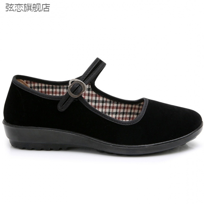 經典老北京布鞋女單鞋黑色工作鞋酒店職業女鞋平絨廣場舞潮-細節圖2