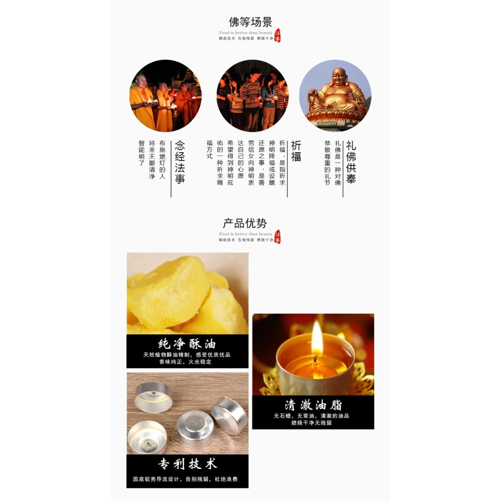 圓點塑料殼酥油燈100粒4/8小時供佛長明燈無煙家用佛前供燈蓮花燈-細節圖8