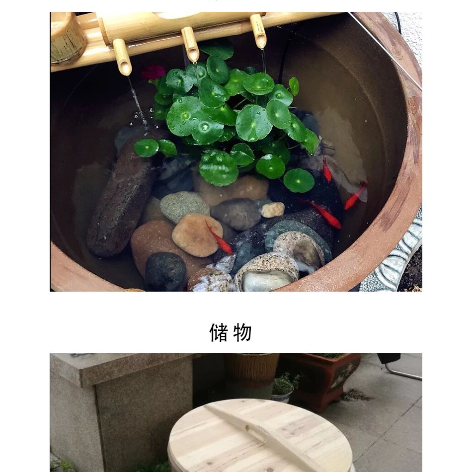睡蓮花盆土陶睡蓮碗蓮盆家用荷花缸養魚庭院造景老式廚房水缸醬缸-細節圖6