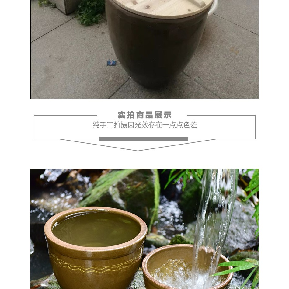 睡蓮花盆土陶睡蓮碗蓮盆家用荷花缸養魚庭院造景老式廚房水缸醬缸-細節圖7