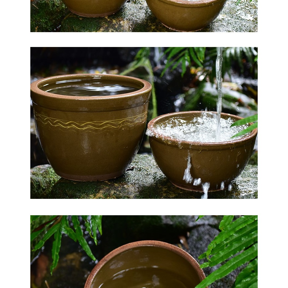 睡蓮花盆土陶睡蓮碗蓮盆家用荷花缸養魚庭院造景老式廚房水缸醬缸-細節圖8