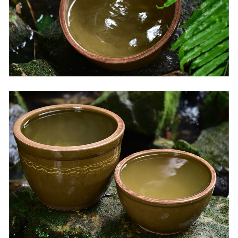 睡蓮花盆土陶睡蓮碗蓮盆家用荷花缸養魚庭院造景老式廚房水缸醬缸-細節圖9