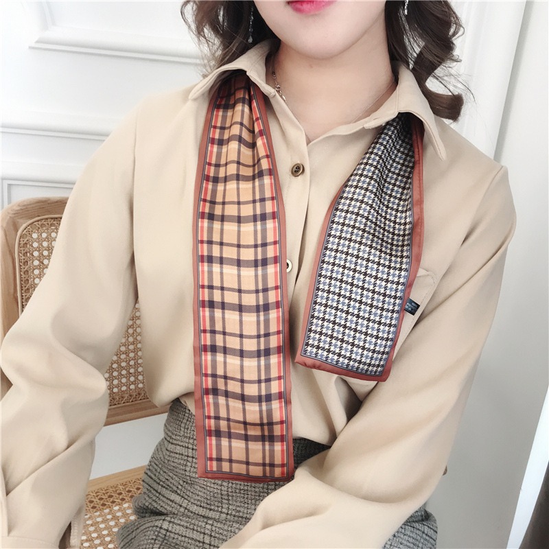 長條小絲巾女仿真絲綁發帶春春夏裝飾百變綁包時尚網紅飄帶小領-細節圖4