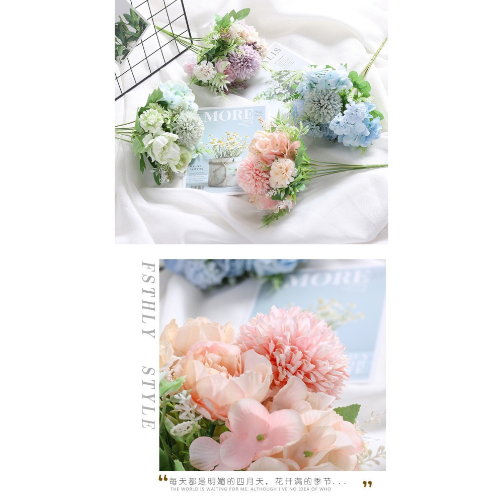 單束假花仿真花束婚慶路引花手捧花藝家居裝飾花 ins玫瑰攝影擺設-細節圖6