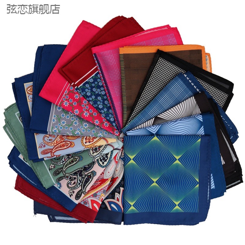 男士西服口袋巾 大號數碼印刷多色胸巾 細斜紋歐美流行方巾91~120-細節圖2