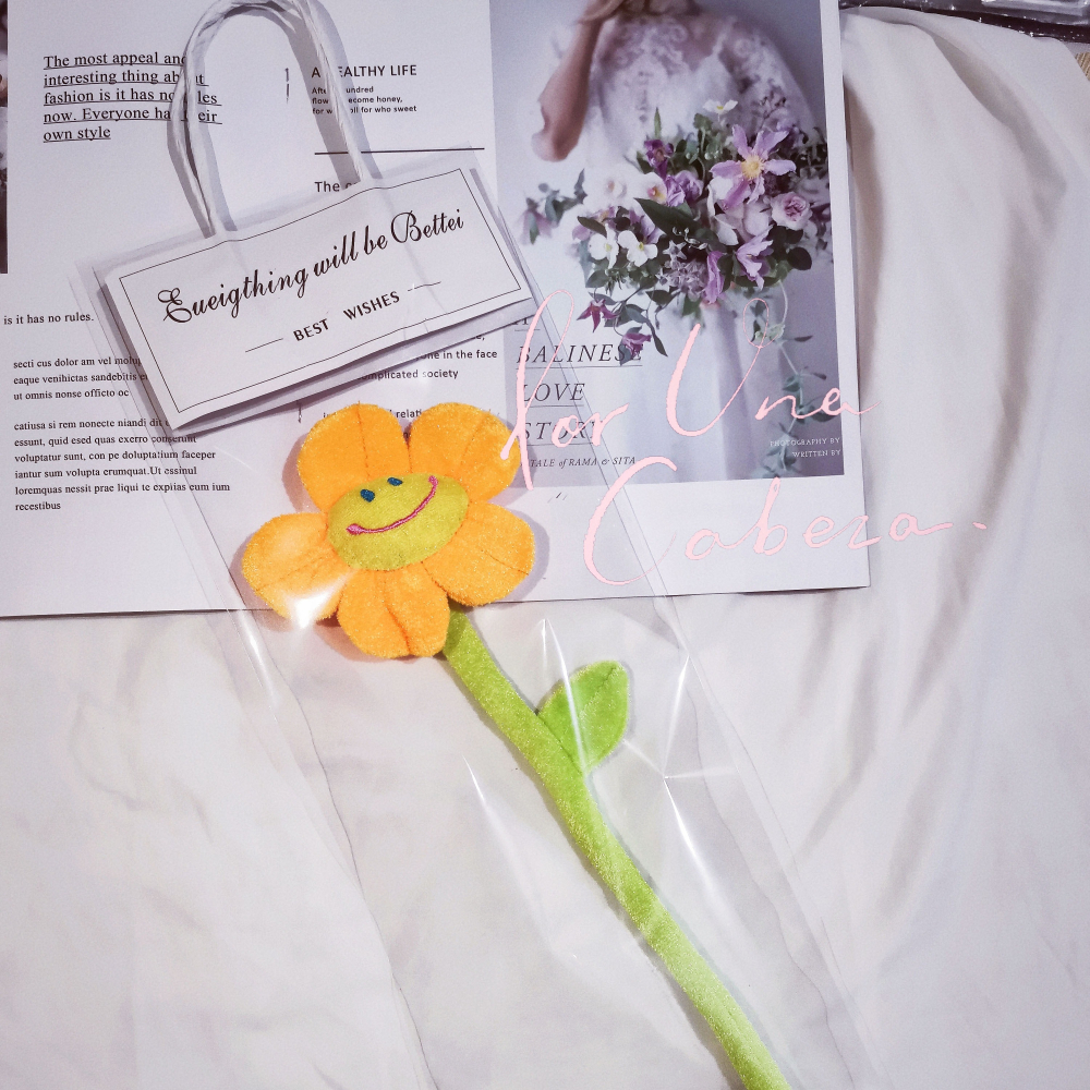 笑臉毛絨太陽花仿真花束玫瑰假花房間裝飾擺件少女心禮物拍照道具-細節圖7