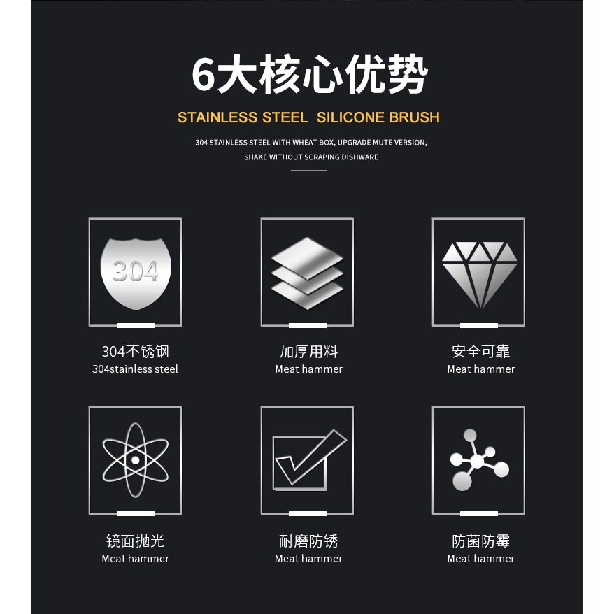 304不銹鋼硅膠刷燒烤刷耐高溫油刷不掉毛304鋼廚房油刷烘焙刷子-細節圖7