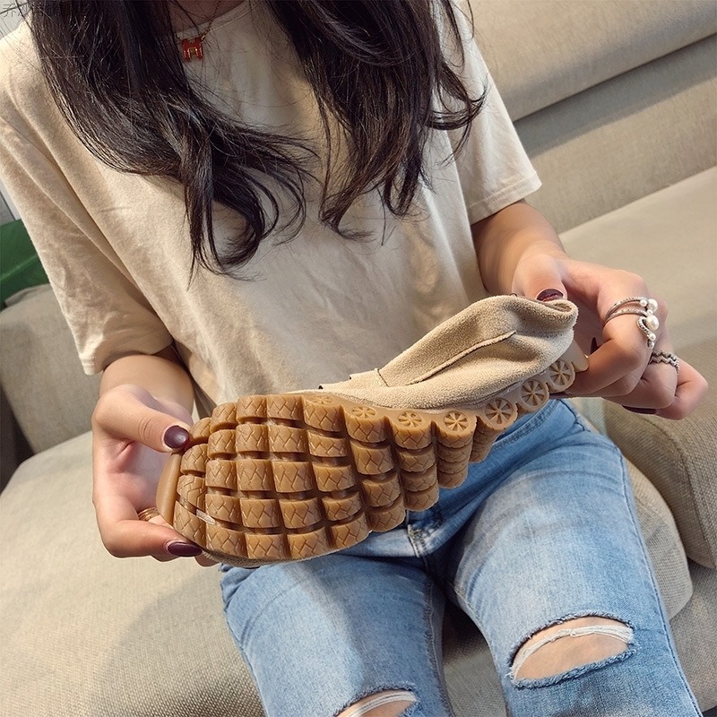 春季新款圓頭絨面平底豆豆鞋韓版舒適懶人鞋孕婦鞋護士鞋9-細節圖3