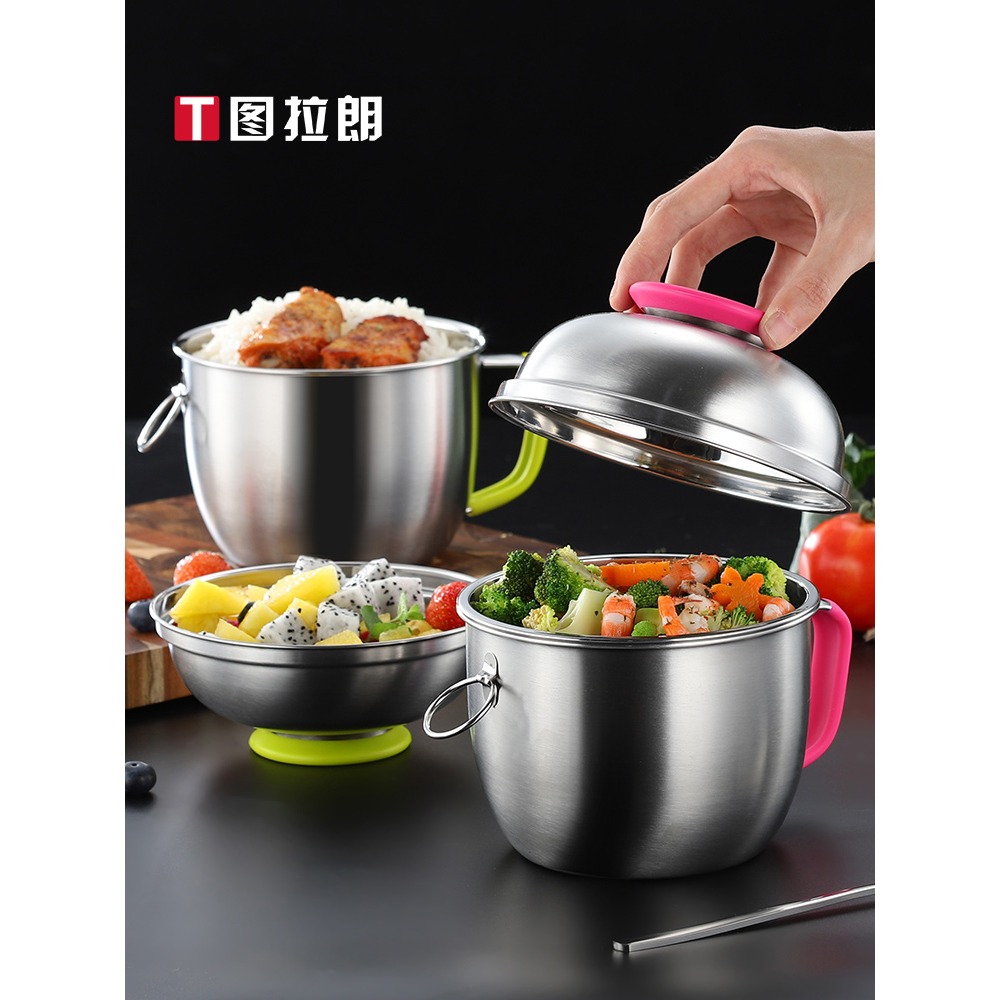 學生飯盒 304不銹鋼碗泡麪碗帶蓋電磁爐加熱快餐杯學生成人飯盒-細節圖2