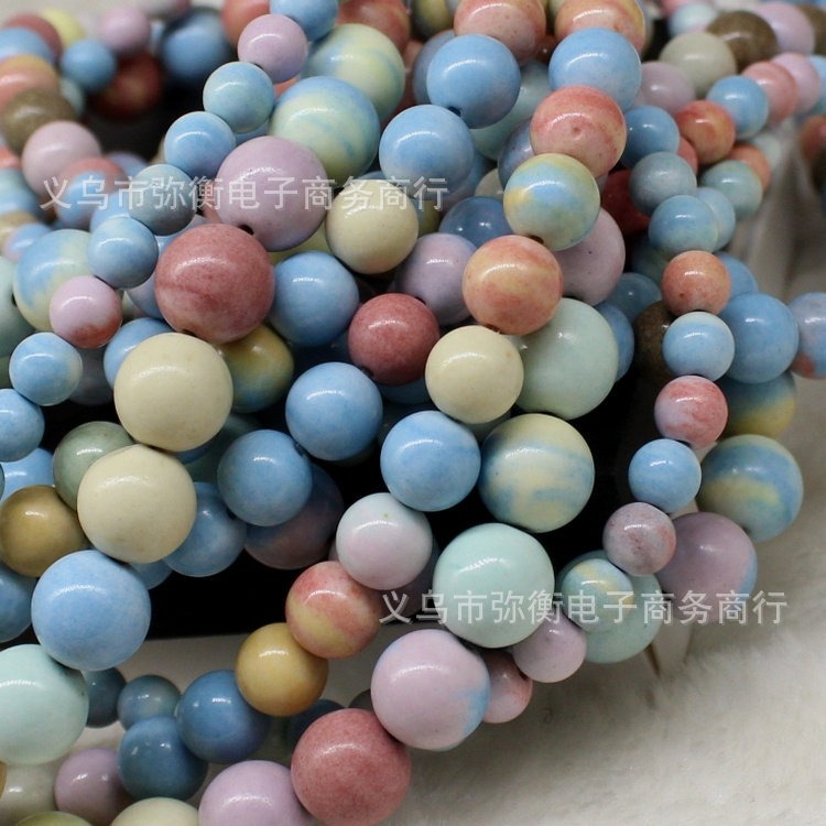 天然阿拉善精品彩虹石散珠紅石圓珠手鏈編織串珠配飾材料6-細節圖5