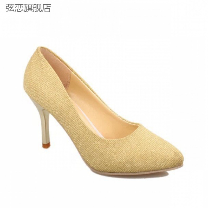 百搭尖頭小單鞋高跟細跟淺口歐美時尚婚鞋女單鞋大碼潮流-細節圖2