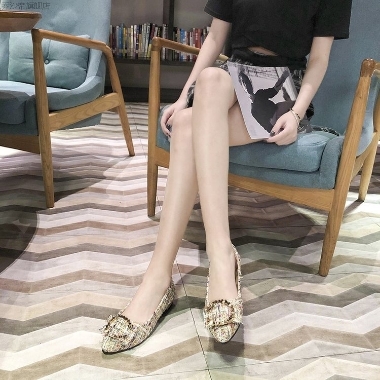 大碼女鞋春季新款單鞋女韓版淺口尖頭時尚平跟單鞋女9-細節圖2