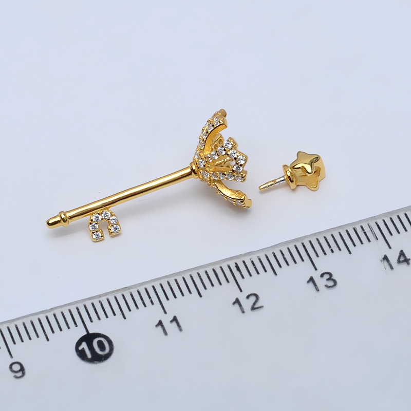 飾品diy配件S925銀通孔珠用權杖鑰匙款項墜10-11珍珠吊墜空託1389-細節圖5