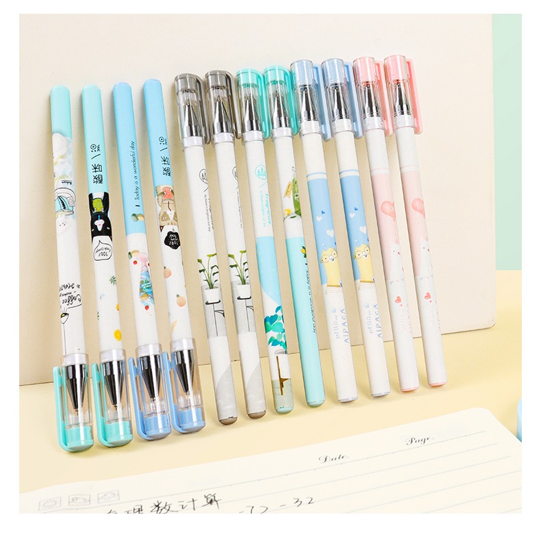 得力文具中性筆0.38黑色全針管水筆學生用韓國可愛創意小清新中性筆芯批發0.5/0.35mm女生學習用品拔帽式刷題-細節圖8