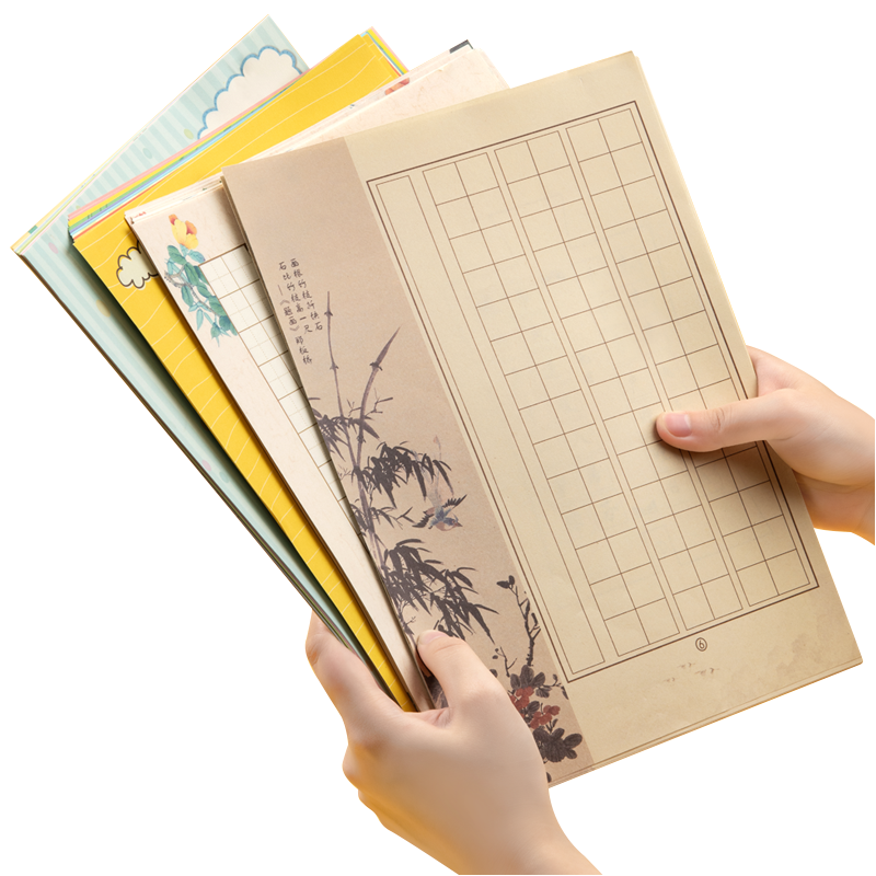 硬筆書法練字本A4詩歌古風作品紙 小學生練字帖米字田字格楷書行書鋼筆專用練習紙 中國風書法紙兒童本子字貼-細節圖2
