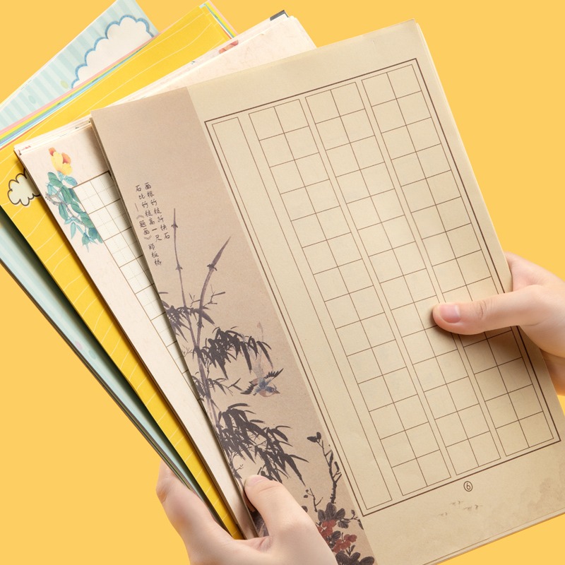 硬筆書法練字本A4詩歌古風作品紙 小學生練字帖米字田字格楷書行書鋼筆專用練習紙 中國風書法紙兒童本子字貼-細節圖5