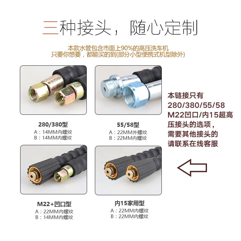 適用黑貓款清洗機配件55/280/380高壓洗車機水管包布鋼絲出水管-細節圖4