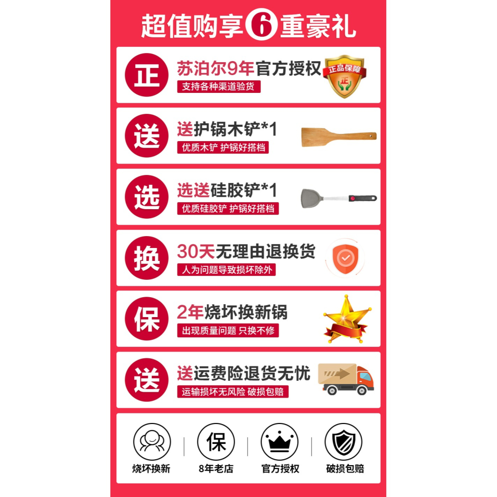 蘇泊爾炒鍋易潔不粘鍋無油煙電磁爐明火通用30/32/34cm炒菜鍋具-細節圖5