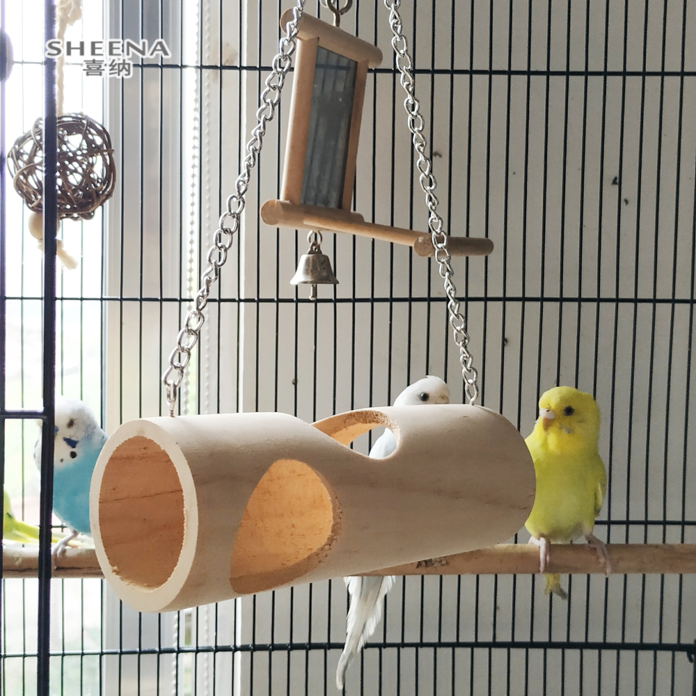 鸚鵡隧道鞦韆鳥窩天然樹洞睡房啃咬小鳥玩具木屋蜜袋鼯窩鞦韆吊窩-細節圖4