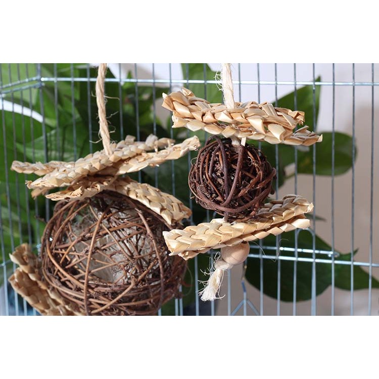Trixie鳥玩具鸚鵡磨喙玩具鳥類用品藤球草編麥席木串-細節圖10