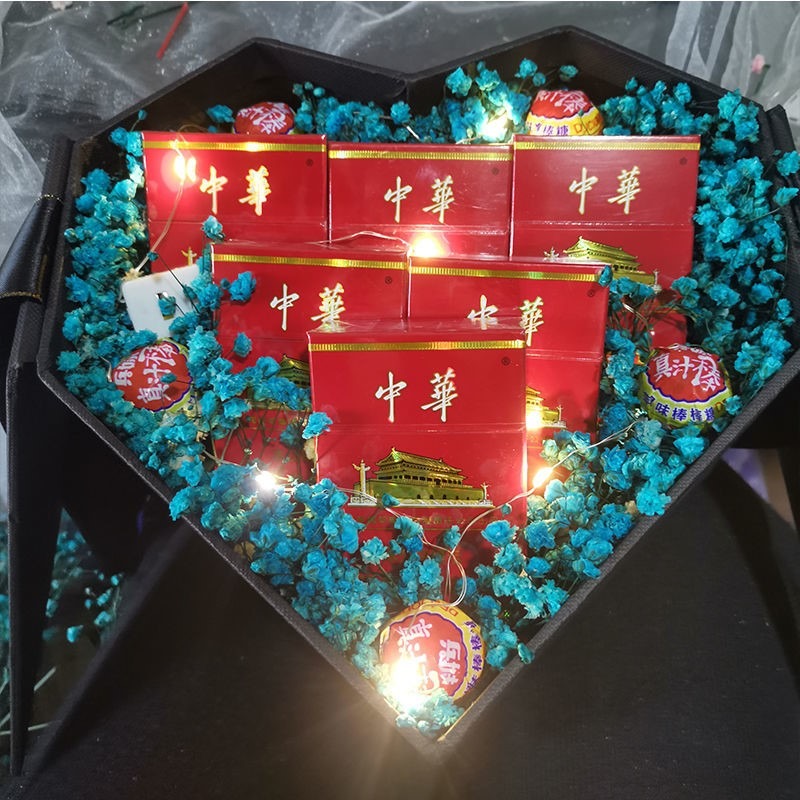 創意情人節禮物煙滿天星花束禮盒?赫門送男朋友爸爸生日禮物diy-細節圖2