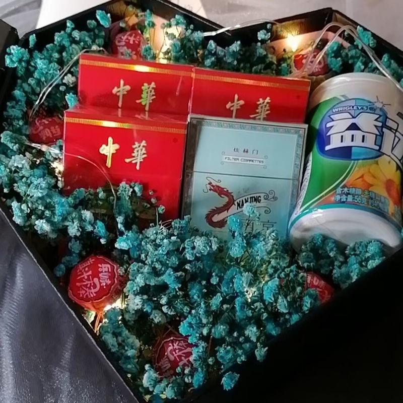 創意情人節禮物煙滿天星花束禮盒?赫門送男朋友爸爸生日禮物diy-細節圖3