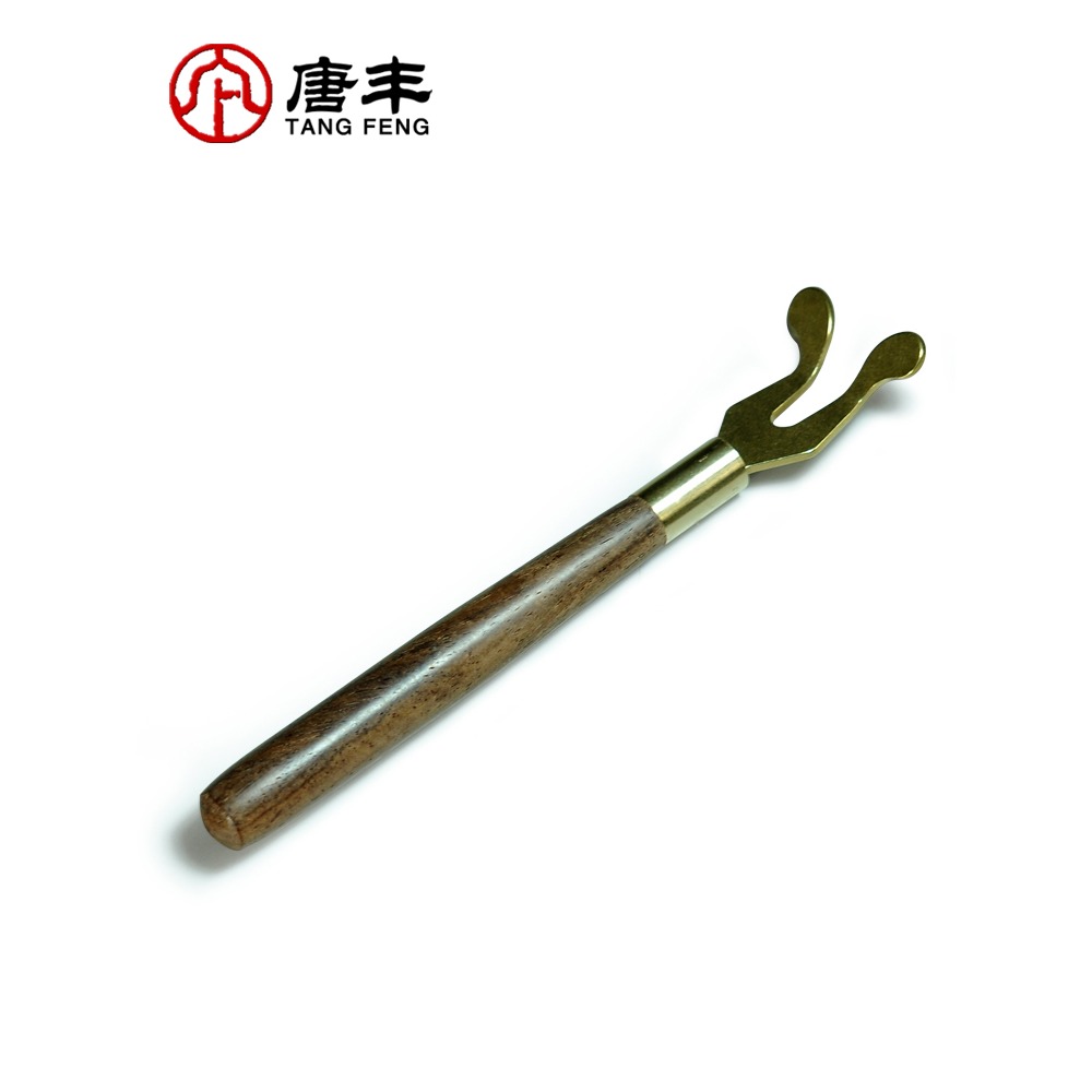 唐豐 黑檀木手柄銅制叉鐵壺壺蓋叉老鐵壺茶夾茶道配件 TF-1941Z-細節圖4