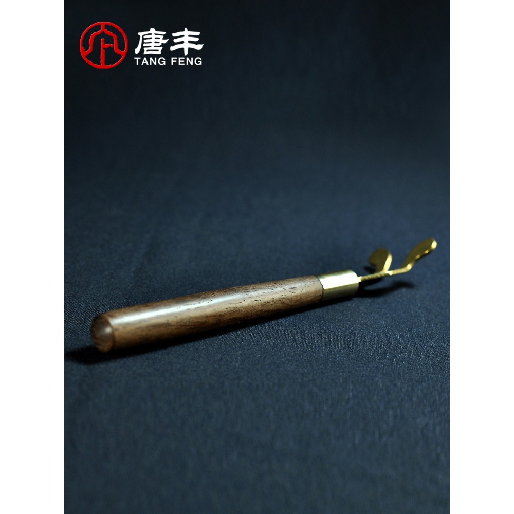 唐豐 黑檀木手柄銅制叉鐵壺壺蓋叉老鐵壺茶夾茶道配件 TF-1941Z-細節圖5